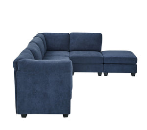 English Elm Faux Leather Modular Sectional Sofa Reconfigurable Pu Upholstery Living Room B2748S00180