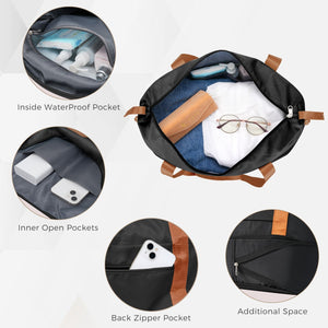 English Elm Luggage Set 4 Piece Abs Hard Shell Spinner Suitcases with Usb Port and Cup Holder Black+Brown N726P185038A