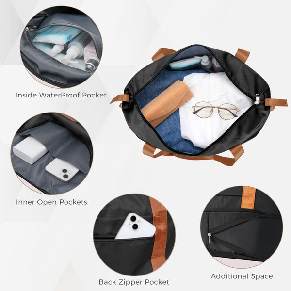 English Elm Luggage Set 4 Piece Abs Hard Shell Spinner Suitcases with Usb Port and Cup Holder Black+Brown N726P185038A