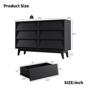 English Elm 6 Drawer Double Dresser with Vintage Bevel Design, Solid Wood Legs, Smooth Metal Runners, Sturdy Storage Organizer W578P170159