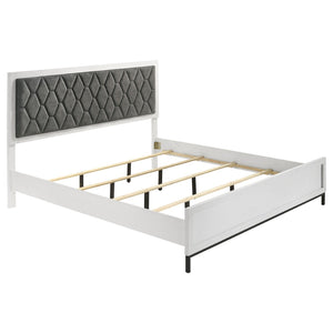English Elm Black Five Piece California King Bedroom Set with Led Headboard and Metallic Accents B062S01828