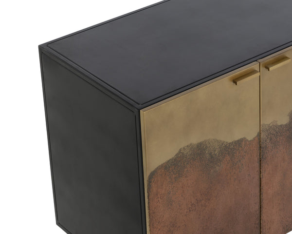 Sunpan Auburn Nightstand With Antique Brass Ombre Finish, Unique Artisan Craftsmanship For Global Style Black Iron 111819