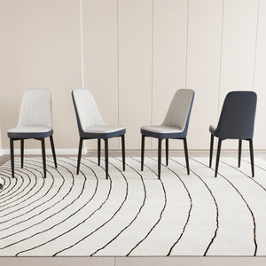 English Elm A set of 4 dining chairs featuring ergonomic PU upholstery, sturdy black metal legs and modern flair White W2189S00746