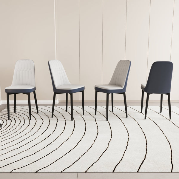 English Elm A set of 4 dining chairs featuring ergonomic PU upholstery, sturdy black metal legs and modern flair White W2189S00746