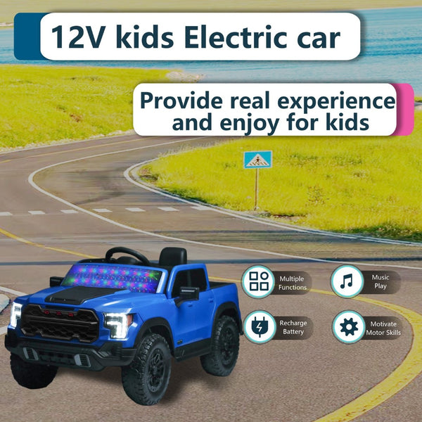 English Elm 12v Kids Ride-on Toy Car with Parental Remote Shock Absorbing Safe Slow Start Blue W1760P426782