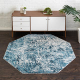 Unique Loom Oasis Wave Machine Made Abstract Rug Blue, Gray/Navy Blue/Ivory 6' 1" x 6' 1"