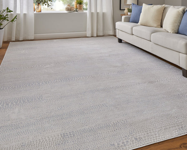 Feizy Rugs Prasad Modern Abstract Rug - Stain & Fade Resistant, Durable High-low Pile For Stylish Interiors Ivory,Silver,Gray Polypropylene,Polyester 67039n8fivygryg99