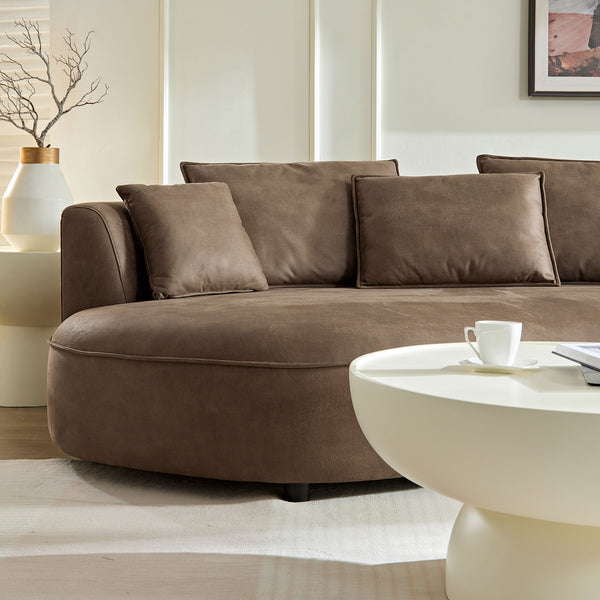 English Elm 128.74 Inch Modern Curved Sectional Sofa Couch - 5-Seat Leathaire Upholstered For Stylish Living Spaces W2582S00141