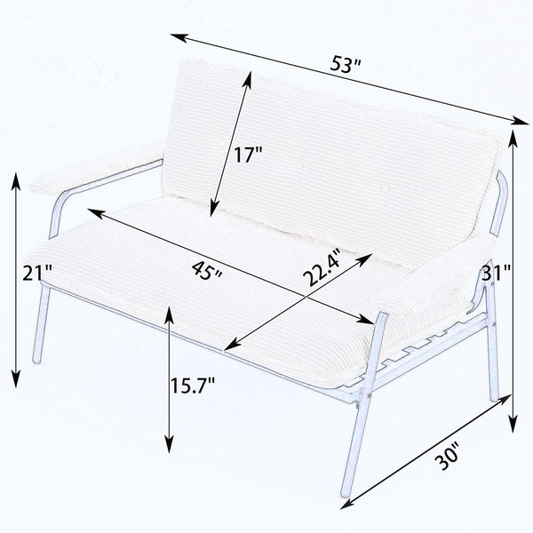 English Elm The 53-inch sofa with durable metal frame and sponge cushions, space-saving American-style comfort for studio living Beige W3371P309473