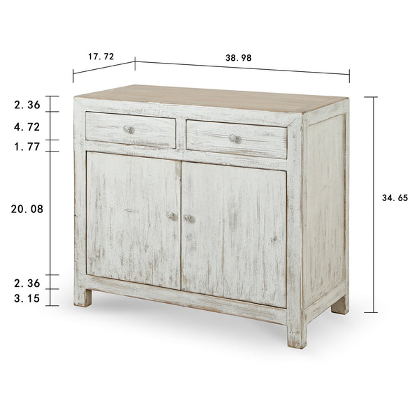 Lilys Amalfi Two Tones Side Table With Two Drawers Distressed Off White 90700010