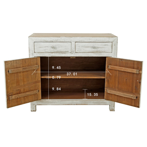 Lilys Amalfi Two Tones Side Table With Two Drawers Distressed Off White 90700010