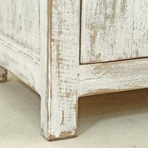 Lilys Amalfi Two Tones Side Table With Two Drawers Distressed Off White 90700010