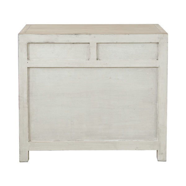 Lilys Amalfi Two Tones Side Table With Two Drawers Distressed Off White 90700010