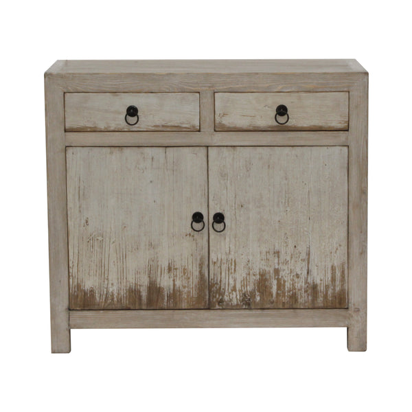 Lilys Amalfi Two Tones Side Table With Two Drawers Distressed Off White 90700010