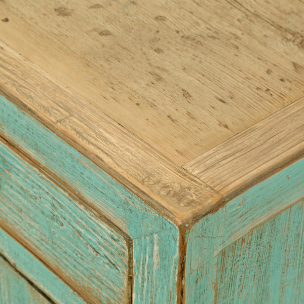 Lilys Amalfi Two Tones Side Table With Two Drawers Distressed Soft Aqua 9070-G