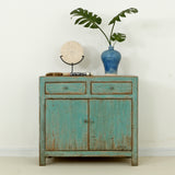 Lilys Amalfi Two Tones Side Table With Two Drawers Distressed Soft Aqua 9070-G