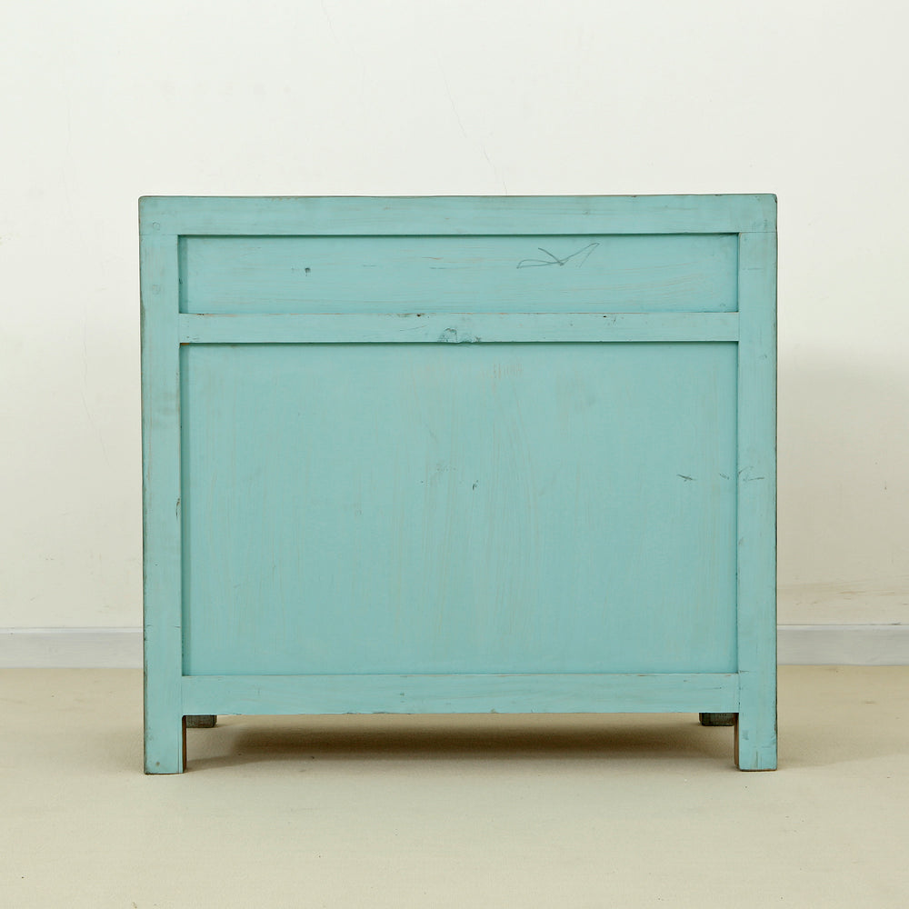 Lilys Amalfi Two Tones Side Table With Two Drawers Distressed Soft Aqua 9070-G