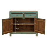 Lilys Amalfi Two Tones Side Table With Two Drawers Distressed Soft Aqua 9070-G