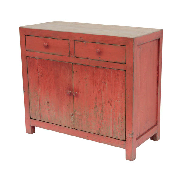 Lilys Amalfi Two Tones Side Table With Two Drawers Distressed Orange 9070-OR