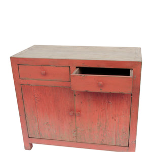 Lilys Amalfi Two Tones Side Table With Two Drawers Distressed Orange 9070-OR