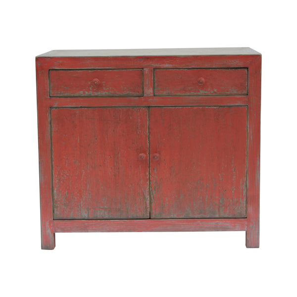 Lilys Amalfi Two Tones Side Table With Two Drawers Distressed Orange 9070-OR