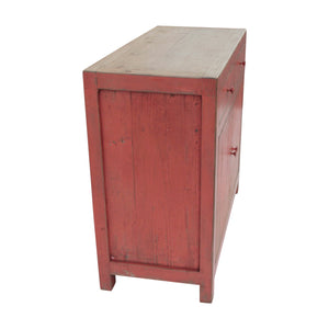 Lilys Amalfi Two Tones Side Table With Two Drawers Distressed Orange 9070-OR