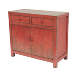 Lilys Amalfi Two Tones Side Table With Two Drawers Distressed Orange 9070-OR