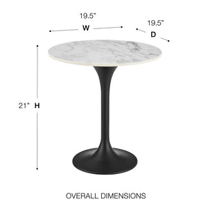 EuroStyle Astrid Sculptural Tulip Base Side Table with Warm Oak Veneer Top for Modern Rooms High Gloss White Ceramic/Matte Black 90709WHT-KIT