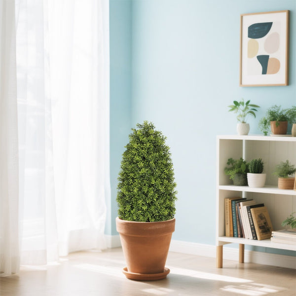 English Elm 3ft Faux Boxwood Cone Topiary Set of Two Uv Resistant Indoor Outdoor Entryway Trees W2945P323221