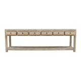 Lilys Capri Console Table With 6 Drawers  Weathered Natural 9071-L