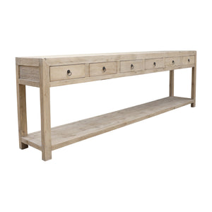 Lilys Capri Console Table With 6 Drawers  Weathered Natural 9071-L