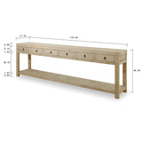 Lilys Capri Console Table With 6 Drawers  Weathered Natural 9071-L