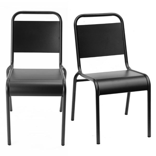EuroStyle Otis Stackable Outdoor Dining Chairs Powder Coated Aluminum Patio Set of 2 90712-BLK