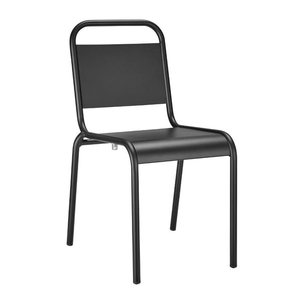 EuroStyle Otis Stackable Outdoor Dining Chairs Powder Coated Aluminum Patio Set of 2 90712-BLK