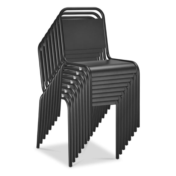 EuroStyle Otis Stackable Outdoor Dining Chairs Powder Coated Aluminum Patio Set of 2 90712-BLK