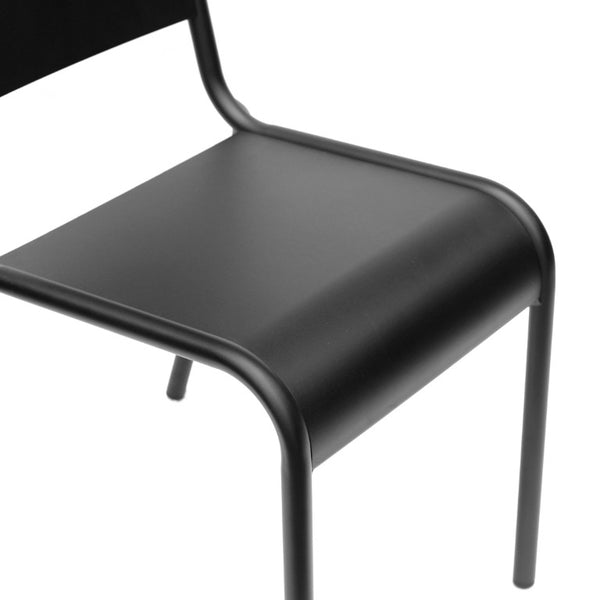 EuroStyle Otis Stackable Outdoor Dining Chairs Powder Coated Aluminum Patio Set of 2 90712-BLK