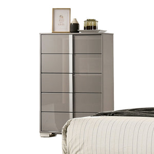 English Elm 1pc Chest Transitional Weathered Finish 5-Drawer Tall Dresser with Dentil Molding and Metal Knobs taupe 34 L x 21 W x 52 H B2741P372197