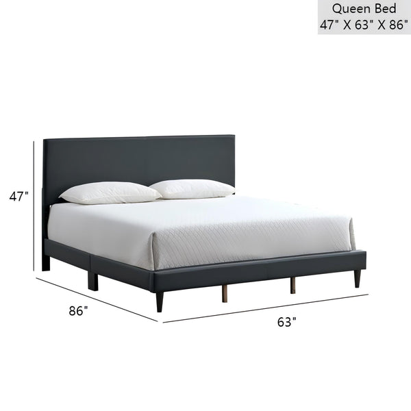 English Elm Baron Full Bed Frame with Faux Leather Upholstery, Slat Support, Adjustable Headboard Height, Fits 7–13" Black 26.37 L x 66.53 W x 7.48 H B078P380166