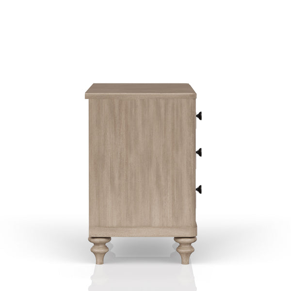 English Elm King Sand 6-Piece Panel Bedroom Set with Cedar/Felt Lined Drawers, USB Nightstand & Cane Accents B2699S00056