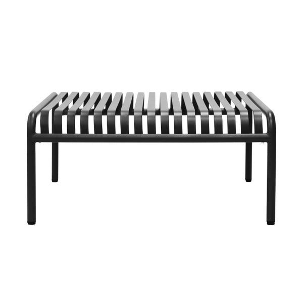 EuroStyle Enid Outdoor Coffee Table Powder Coated Steel Slat Design for Patio or Living Room Black 90726-BLK