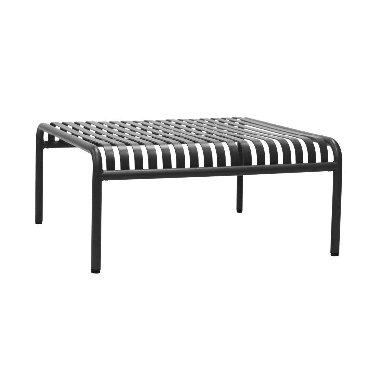 EuroStyle Enid Outdoor Coffee Table Powder Coated Steel Slat Design for Patio or Living Room Black 90726-BLK