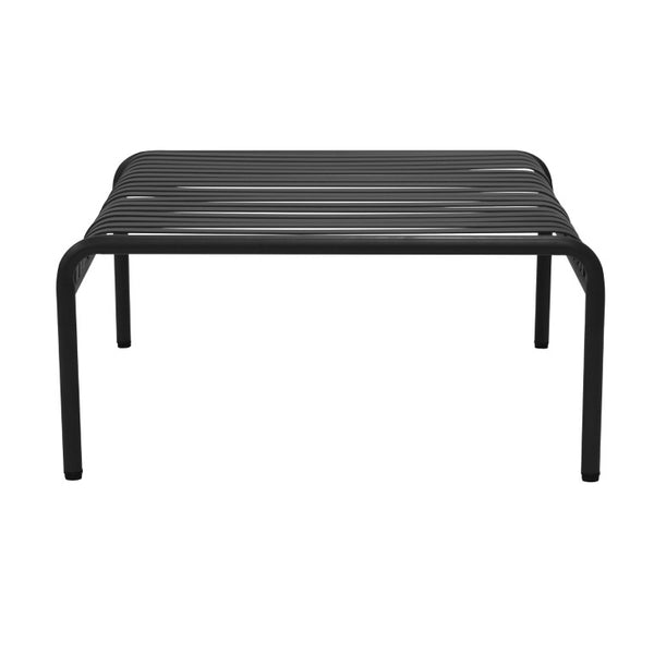 EuroStyle Enid Outdoor Coffee Table Powder Coated Steel Slat Design for Patio or Living Room Black 90726-BLK