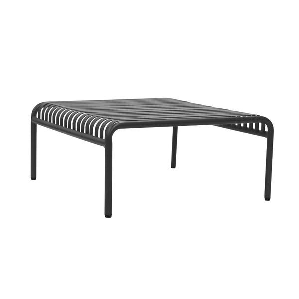 EuroStyle Enid Outdoor Coffee Table Powder Coated Steel Slat Design for Patio or Living Room Black 90726-BLK