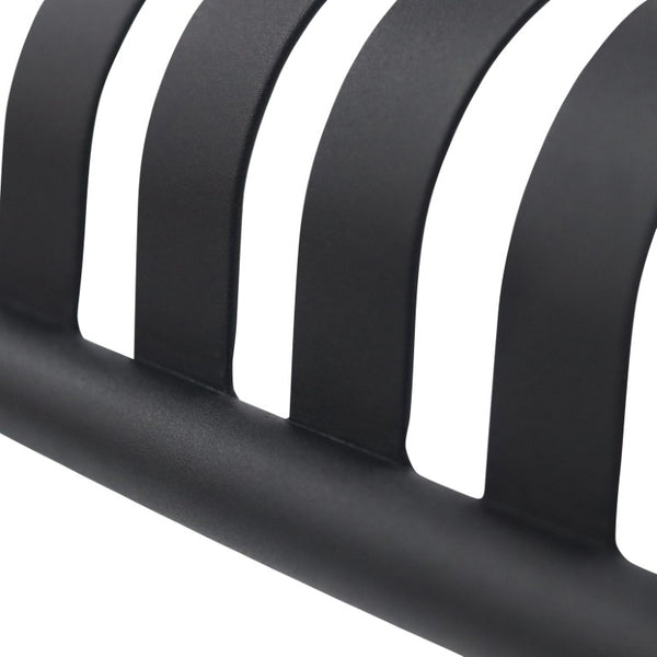 EuroStyle Enid Outdoor Coffee Table Powder Coated Steel Slat Design for Patio or Living Room Black 90726-BLK