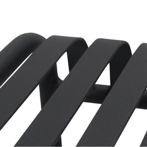 EuroStyle Enid Outdoor Coffee Table Powder Coated Steel Slat Design for Patio or Living Room Black 90726-BLK