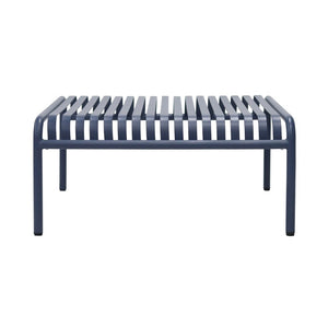 EuroStyle Enid Outdoor Coffee Table Powder Coated Steel Slat Design for Patio or Living Room Dark Blue 90726-DKBLU