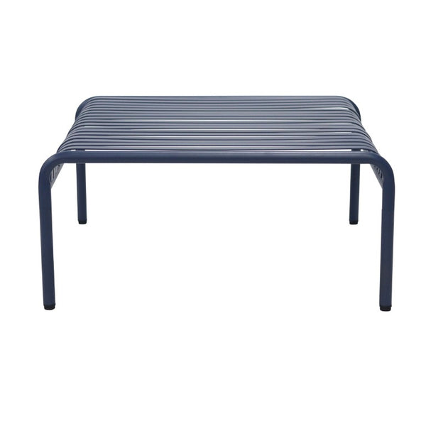 EuroStyle Enid Outdoor Coffee Table Powder Coated Steel Slat Design for Patio or Living Room Dark Blue 90726-DKBLU