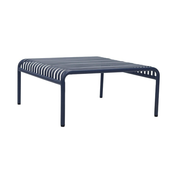 EuroStyle Enid Outdoor Coffee Table Powder Coated Steel Slat Design for Patio or Living Room Dark Blue 90726-DKBLU