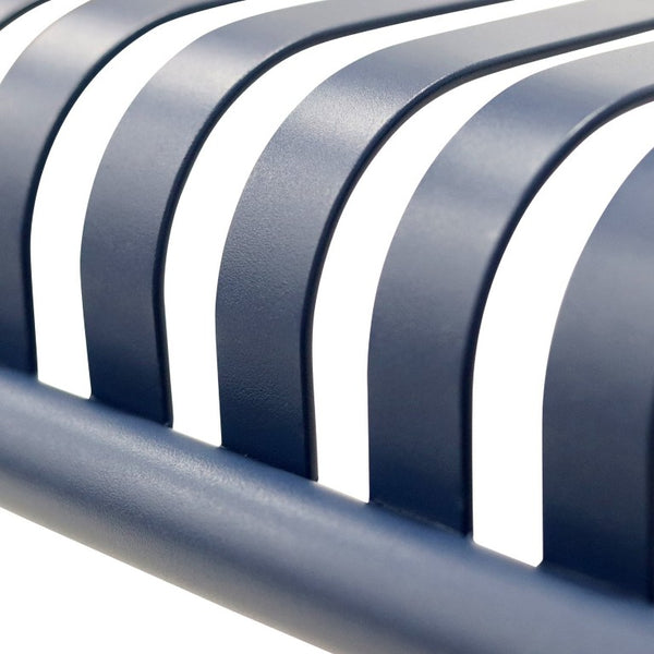 EuroStyle Enid Outdoor Coffee Table Powder Coated Steel Slat Design for Patio or Living Room Dark Blue 90726-DKBLU