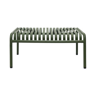 EuroStyle Enid Outdoor Coffee Table Powder Coated Steel Slat Design for Patio or Living Room Dark Green 90726-DKGRN